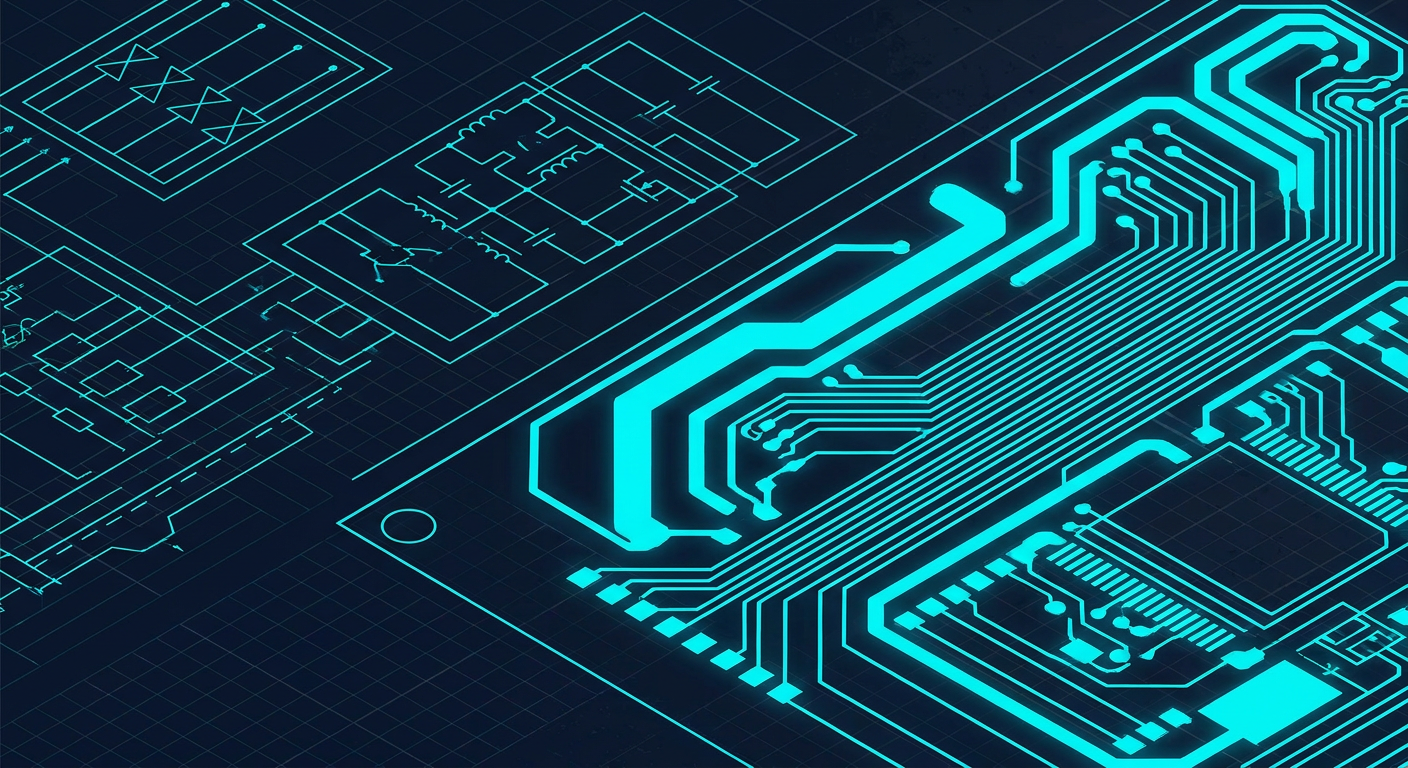 PCB layout showing analog trace routing, decoupling capacitor placement, and ground copper pours on an engineering CAD interface