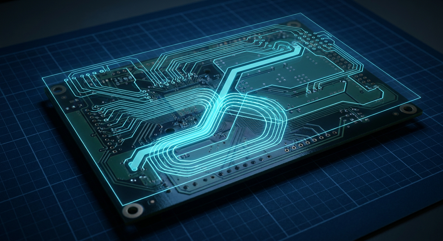 Four layer mixed signal PCB layout showing a signal trace crossing a split reference plane with return current loops